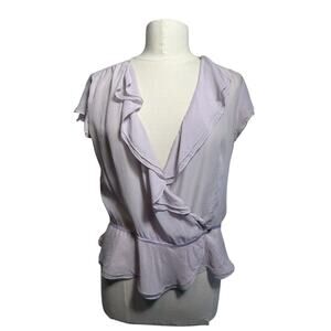 DKNY Lilac Silk Wrap Top Short sleeve